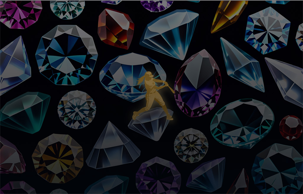 A branded image of a softball player